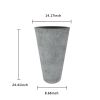 2 Pcs 24"H Tall Planters Plastic Plant Pots With Drainage, 14"W Large Round Tree Pot With Cement Pattern, Cement Gray