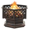 Rustic Fire Pit With Poker 24.4"X21.3"X22" Xxl Steel