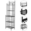 5 Tier Multiuse Black Metal Metal Storage Shelves Steel Baker' S Rack Organizer Rack For Kitchen/Garage/Bathroom/Laundry Rt
