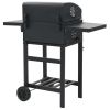 Charcoal-Fueled Bbq Grill With Bottom Shelf Black