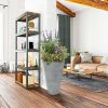 2 Pcs 24"H Tall Planters Plastic Plant Pots With Drainage, 14"W Large Round Tree Pot With Cement Pattern, Cement Gray