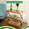 Beefurni Acacia 3 Tiers Wooden Plants Stand Foldable Shoe Rack Multipurpose Shelf Perfect Idea For Living Room, Bedroom, Hallway, Bathroom Natural Col