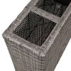 Garden Raised Bed With 4 Pots 2 Pcs Poly Rattan Gray
