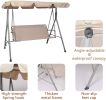 Bosonshop 3 Person Outdoor Porch Patio Swing Chair With Stand And Waterproof Canopy All Weather Resistant Swing Bench, Beige