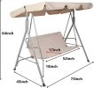 Bosonshop 3 Person Outdoor Porch Patio Swing Chair With Stand And Waterproof Canopy All Weather Resistant Swing Bench, Beige