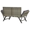 Garden Bench With Cushions 69.3" Gray Poly Rattan