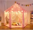 Outdoor Indoor Portable Folding Princess Castle Tent Kids Children Funny Play Fairy House Kids Play Tent (Warm Led Star Lights)  Rt