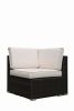 6 Pieces Patio Furniture Set,All-Weather Outdoor Sectional Sofa,Manual Weaving Pe Wicker Rattan Patio Conversation Sets With Beige Cushion And Glass C