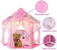 Outdoor Indoor Portable Folding Princess Castle Tent Kids Children Funny Play Fairy House Kids Play Tent (Warm Led Star Lights)  Rt