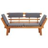 2-In-1 Garden Daybed With Cushion 74.8" Solid Acacia Wood