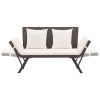 Garden Bench With Cushions 69.3" Brown Poly Rattan