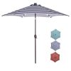 Outdoor Patio 8.7-Feet Market Table Umbrella With Push Button Tilt And Crank, Blue White Stripes With 24 Led Lights[Umbrella Base Is Not Included]