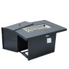Aluminum Alloy Fire Pit Table 55000Btu Outdoor With Glass Wind Guard For Garden Patio