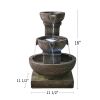16Inches Outdoor Water Fountain With Led Light - Modern Curved Indoor-Outdoor Waterfall Fountain