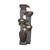 39Inches Outdoor Water Fountains With Led Lights For Garden Decor
