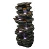 40Inches High Rocks Outdoor Cascading Waterfall With Led Lights