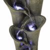 Outdoor Fountain 39.4Inches Faux Stone Led Floor-Standing Water Fountain