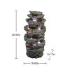 Outdoor Fountain 40.5Inches High Rocks Outdoor Water Fountain With Led Lights