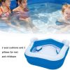 84 In. L X 82 In. W X 27 In. H Blue 2-Seat Rectangle Inflatable Pool Family Paddling Pool With Headrest Cup Holder