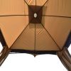 10Ft W*12Ft L Outdoor Double Vents Gazebo Patio Metal Canopy With Screen And Led Lights For Backyard, Poolside, Brown