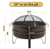 Outdoor Fire Pit- 29 Inch Wood Burning Firepit, Fire Pits For Outside, With Round Spark Screen, Fire Poker, Metal Grate, For Bonfire Wood Burning Stee