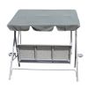 3-Person Gray Metal Outdoor Patio Swing Chair With Canopy,  Only For Pick Up