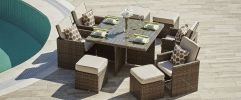 Direct Wicker 9-Piece Outdoor Pe Rattan Wicker Patio Dining Table Set Garden Outdoor Patio Furniture Set