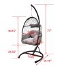 Hanging Swing Chair Outdoor Patio Wicker , Pvc Rattan Swing Hammock Egg Chair With C Type Bracket , With Cushion And Pillow For Indoor,Outdoor, Gray