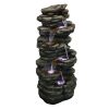 40Inches High Rocks Outdoor Cascading Waterfall With Led Lights