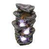 Outdoor Fountain 40Inches Poly-Resin Rock Water Fountain With Led Lights