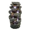 Outdoor Fountain 40.5Inches High Rocks Outdoor Water Fountain With Led Lights