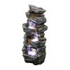 Outdoor Fountain 40Inches Poly-Resin Rock Water Fountain With Led Lights