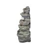 24Inches Rock Outdoor Waterfall Fountain With Led Lights For Garden Decor