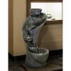 23.5Inches Outdoor Water Fountain With Led Light - Modern Curved Indoor-Outdoor Waterfall Fountain