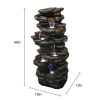 40Inches High Rocks Outdoor Cascading Waterfall With Led Lights