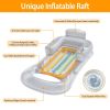 59In Inflatable Pool Float Raft W/ Headrest Armrest Cupholder Swimming Pool Lounge Air Mat Chair