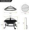 Bosonshop 22'' Outdoor Wood Burning Bbq Grill Firepit Bowl W/Spark Round Mesh Spark Screen Cover Fire Poker Patio Steel Fire Pit Bonfire For Backyard