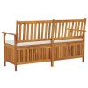 Storage Bench With Cushion 58.3" Solid Wood Acacia