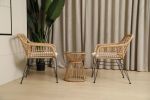Balcony Furniture, 3 Piece Patio Set, Outdoor Wicker Chairs With Glass Top Table And Soft Cushion, Rattan Front Porch Furniture