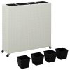 Garden Raised Bed With 4 Pots 31.5"X8.7"X31.1" Poly Rattan White