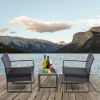 3 Pieces Patio Set Outdoor Wicker Patio Furniture Sets Modern Set Rattan Chair Conversation Sets With Coffee Table For Yard And Bistro (Black)