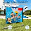 Projector Screen And Stand, 120 Inch Outdoor Movie Screen Tv With Dual Tripods, 16:9 4K Hd Portable Foldable Projection Screen For Backyard/Home Theat