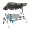 3-Person Gray Metal Outdoor Patio Swing Chair With Canopy,  Only For Pick Up
