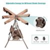 3-Person Metal Outdoor Patio Swing Chair With Canopy And Brown Cushion, Only For Pick Up