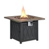 32 In. Square Metal Outdoor Fire Pit Table With Steel Lid, Table Top In Brown, Only For Pick Up
