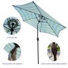 Outdoor Patio 8.6-Feet Market Table Umbrella With Push Button Tilt And Crank, Blue Stripes[Umbrella Base Is Not Included]