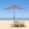 Outdoor Patio 8.6-Feet Market Table Umbrella With Push Button Tilt And Crank, Blue/White Stripes[Umbrella Base Is Not Included]