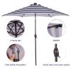 Outdoor Patio 8.7-Feet Market Table Umbrella With Push Button Tilt And Crank, Blue White Stripes With 24 Led Lights[Umbrella Base Is Not Included]
