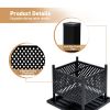 Meooem Patio Side Table With 1.57" Umbrella Hole Outdoor Stand Metal Bistro Table For Coffee Deck Garden Pool, Black