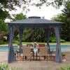 10X10 Ft Outdoor Patio Garden Gazebo Tent, Outdoor Shading, Gazebo Canopy With Curtains,Gray